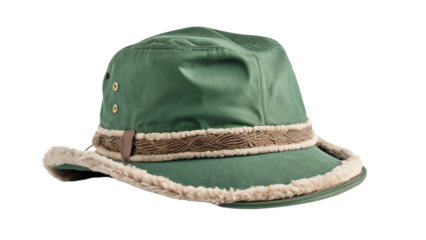 Green Boonie Hat with Faux Fur Trim Outdoor Style