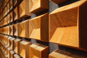 Modern wall covering with a repetitive geometric pattern covering a surface