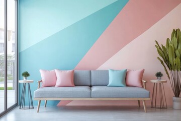 Light blue, pink, and beige hues create a serene ambiance.