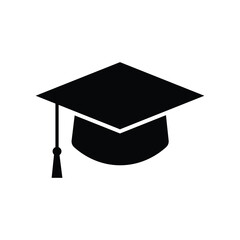 Graduation cap icon student graduate hat solid black vector sign symbol silhouette Academic cap Education symbol logo illustration