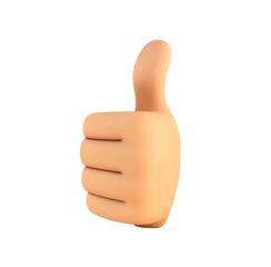 3D hand giving thumbs up gesture, symbolizing positivity and approval, isolated on transparent background