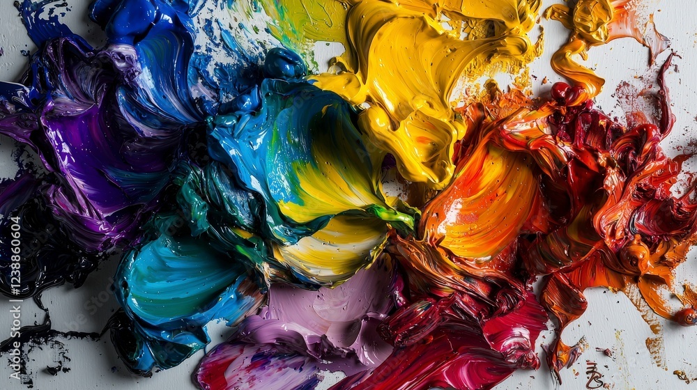 Poster Vivid paint application art studio visual art creative space close-up artistic expression