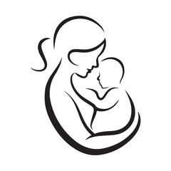 mother and baby child son logo vector silhouette icon sign symbol illustration