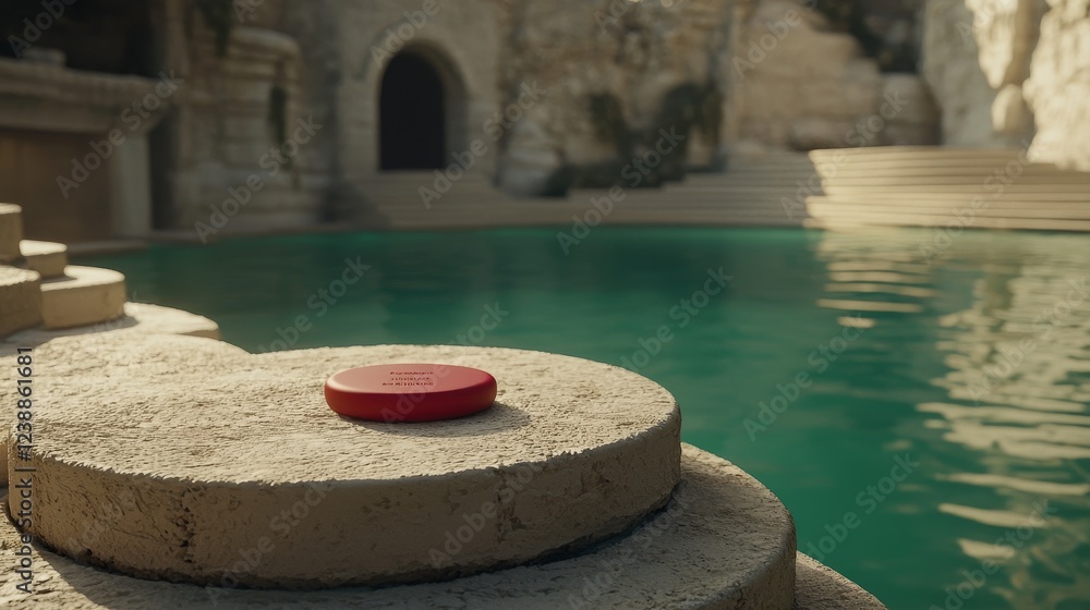 Poster the intersection of light and matter in a serene pool setting