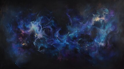 Abstract Cosmic Nebula Painting Deep Blues and Purples