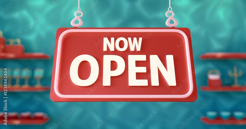 Fototapete Cartoon depiction of an open sign with the words 