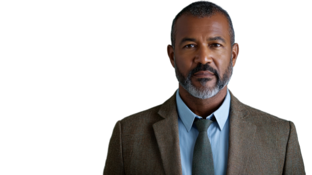 Portrait of confident senior businessman on transparent background