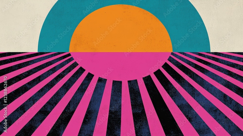 Poster thought provoking compositions with colorful geometric shapes and patterns
