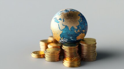 Global investments, interconnected economy concept, 3D illustration. 