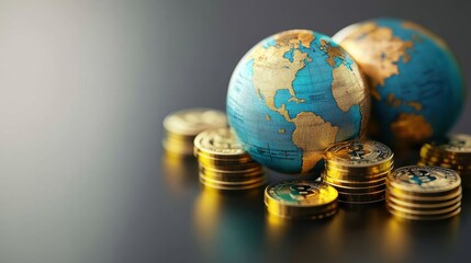 Global investments, interconnected economy concept, 3D illustration. 