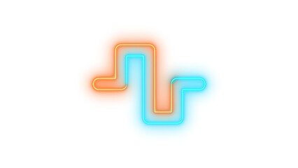 Neon wave square sign icon brown cyan color glowing with transparent background