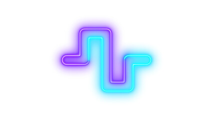 Neon wave square sign icon cyan purple color glowing with transparent background