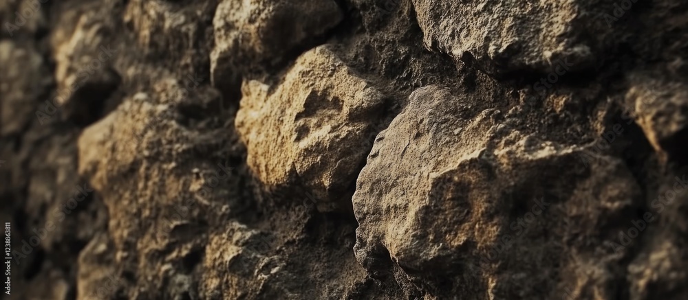 Aufkleber textured close-up of rough stone wall displaying irregular shapes and earthy tones suitable for back