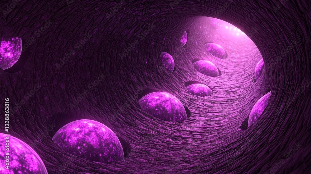 Poster cosmic visualization of inflation in a vibrant abstract style