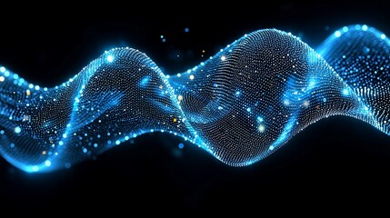 Abstract blue energy wave, dark background, digital art, website header