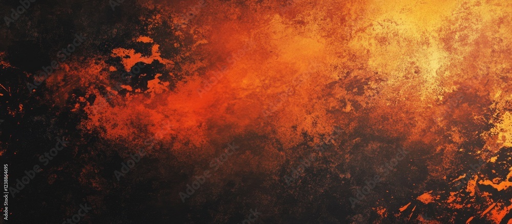 Poster abstract textured background with fiery orange, red, and black hues, ideal for use in design project