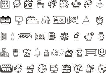 Set of toys icons. Thin linear style icons Pack. Vector Illustration 