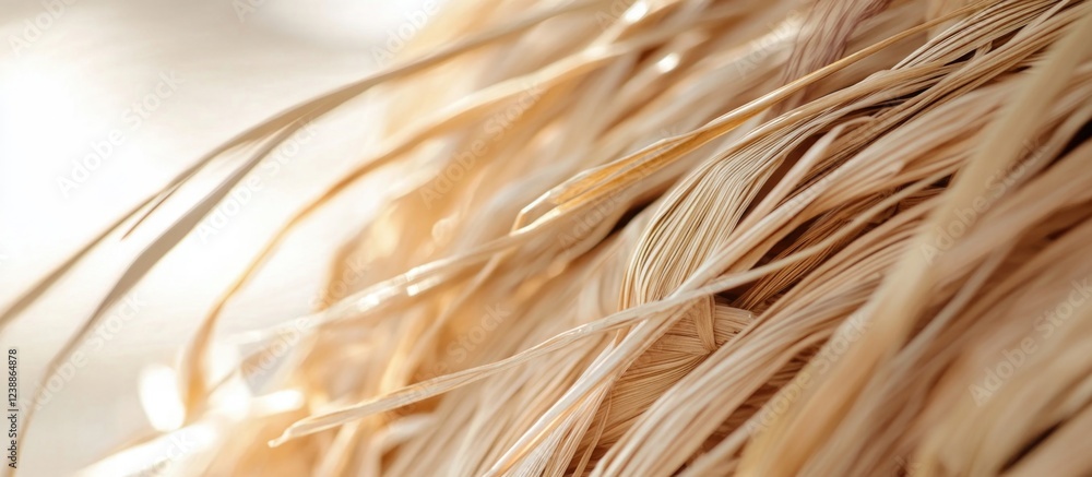 Aufkleber detailed close-up of dried straw texture with natural light background and soft focus highlighting f