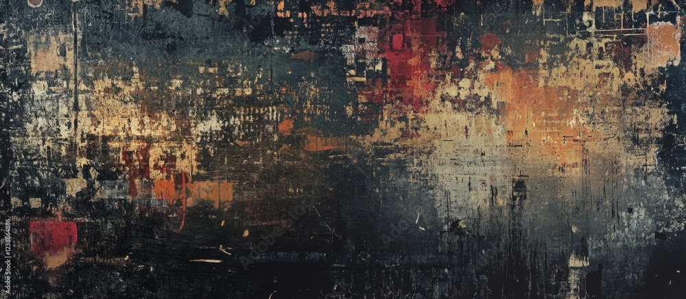 Poster abstract textured background with dark tones and warm colors resembling modern art with a rough surf