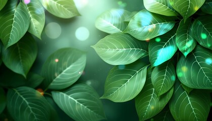 Obraz premium Lush Green Leaves Nature Background Image