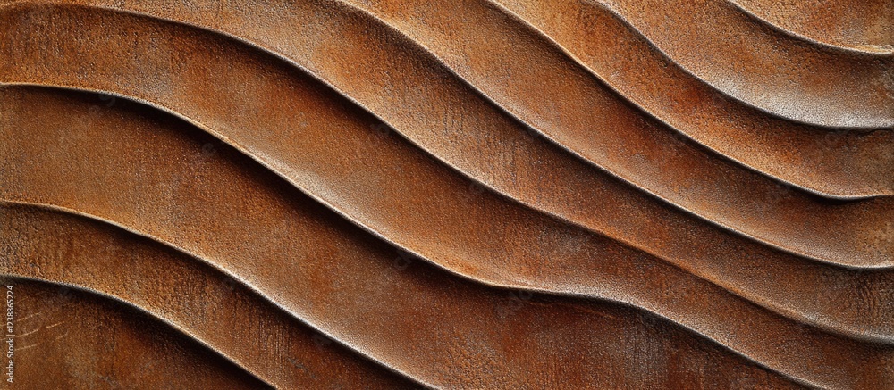 Poster wavy textured leather background in brown tones with smooth curves and lines ideal for design projec