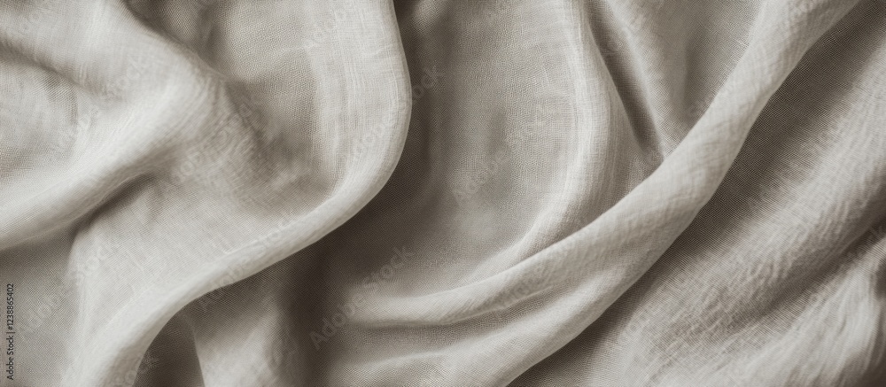 Poster textured beige linen fabric with soft folds and subtle wrinkles ideal for backgrounds and textile de