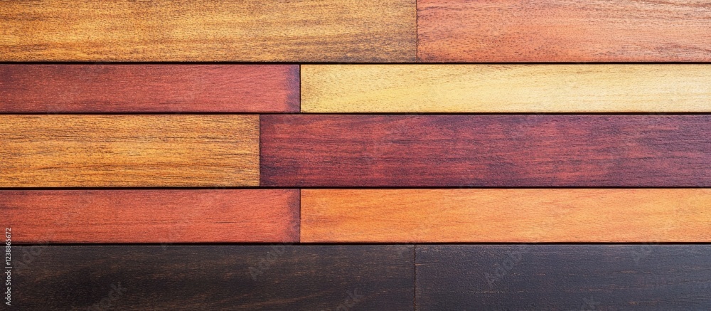 Poster colorful wooden texture background with various shades of wood planks arranged horizontally and ampl