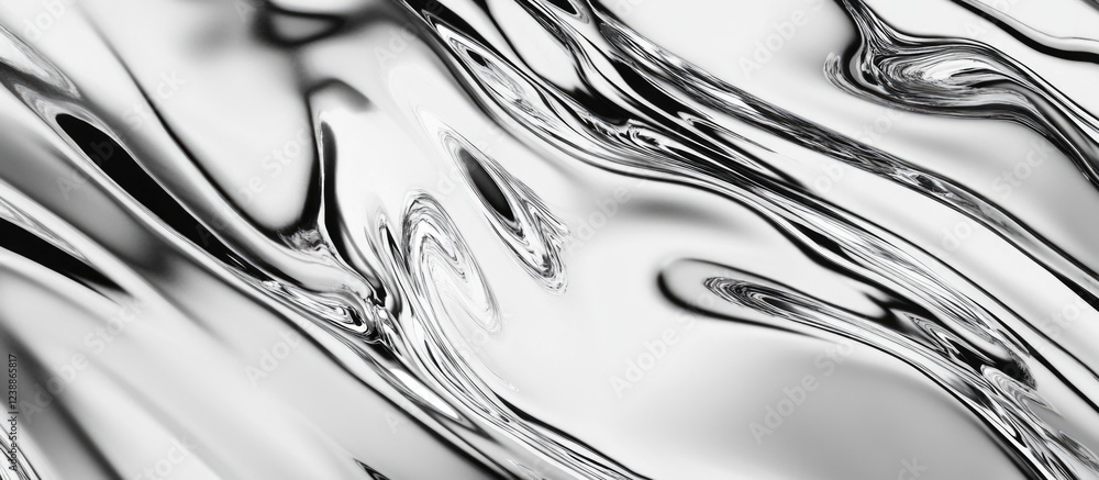 Poster abstract silver metallic background with smooth flowing texture and reflections suitable for design 