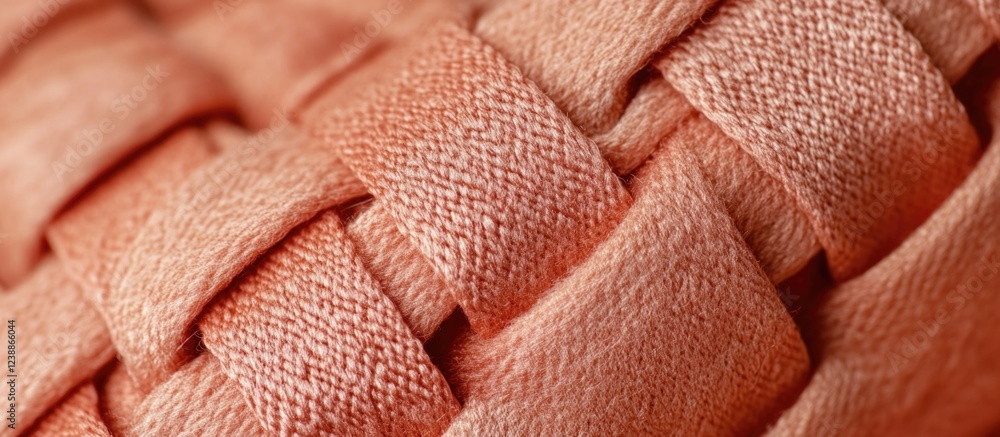 Poster close-up of a woven textile with a subtle peach color displaying intricate texture and patterns suit