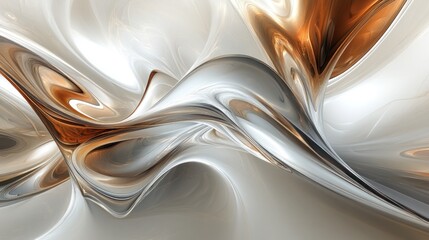 Abstract metallic swirls, bronze and silver liquid motion.