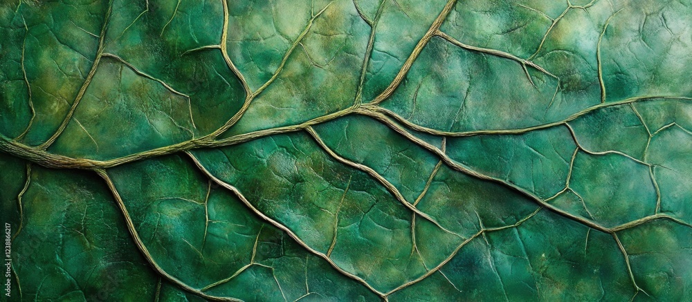 Aufkleber green leaf texture with veins and natural patterns for background design copy space