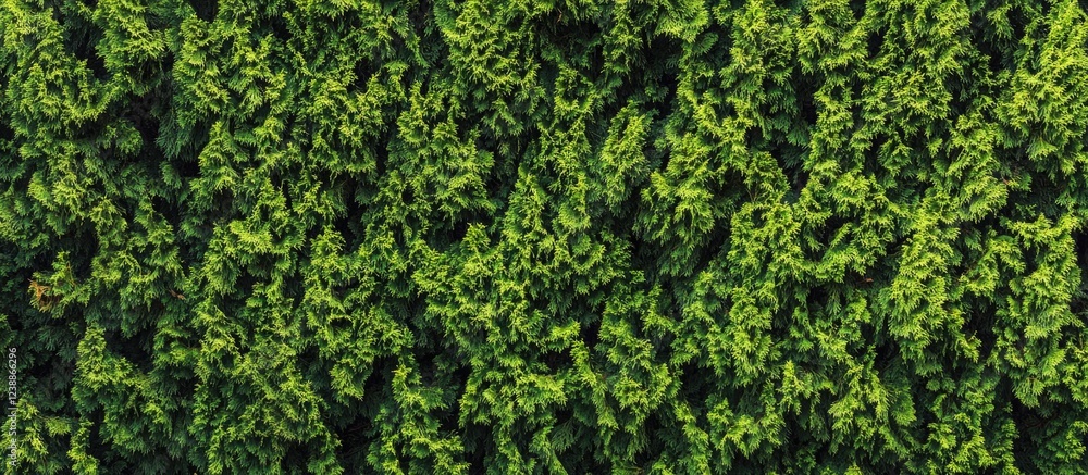 Poster green foliage texture background with dense evergreen leaves natural pattern suitable for design pro