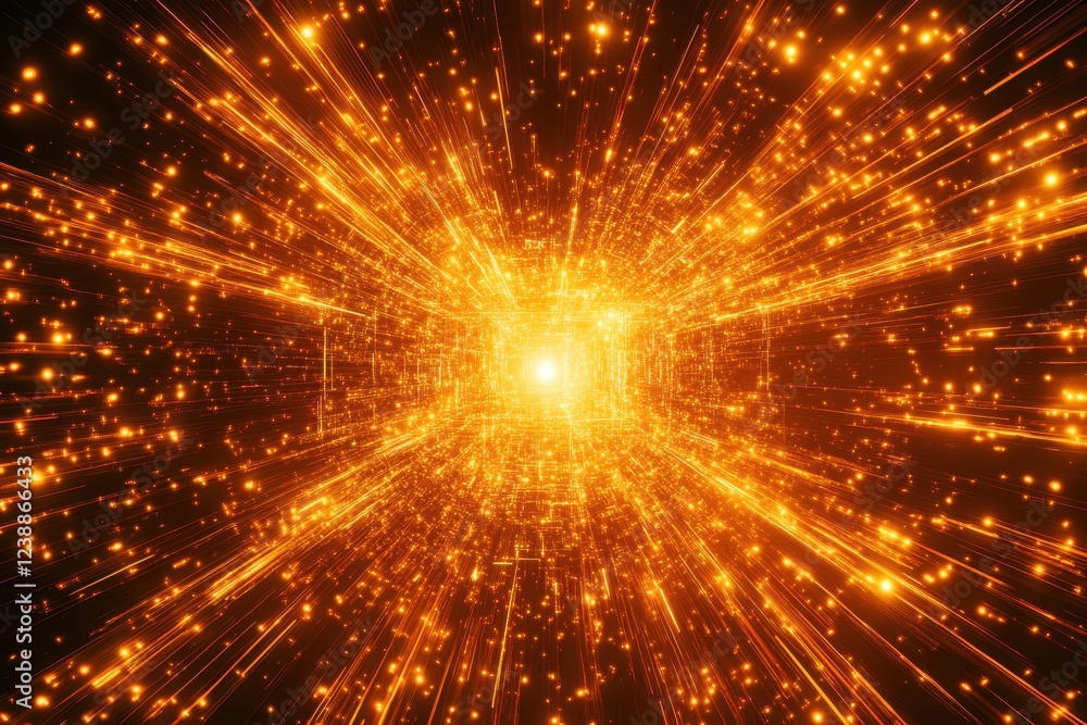 Aufkleber abstract light burst with sparkling particles and dynamic energy flow