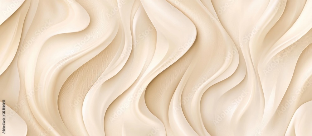 Poster creamy abstract wave pattern with smooth curves and flows in soft neutral tones suitable for backgro