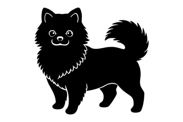Jiffpom Silhouette Illustration - White Isolated Dog Vector Art (SVG, PNG, EPS, AI, PSD