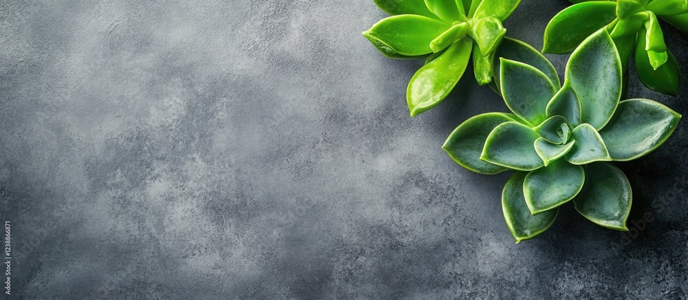 Aufkleber succulent plants on textured gray background with copy space for text or design elements.