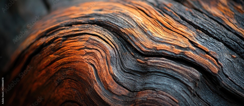 Aufkleber abstract close-up of textured wood surface with intricate patterns and warm color tones showcasing n