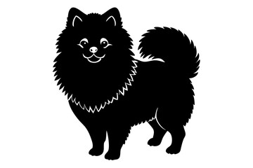 Jiffpom Silhouette Illustration - White Isolated Dog Vector Art (SVG, PNG, EPS, AI, PSD