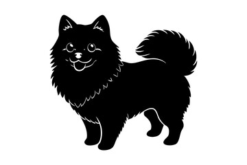 Jiffpom Silhouette Illustration - White Isolated Dog Vector Art (SVG, PNG, EPS, AI, PSD