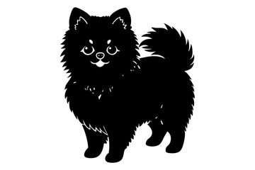 Jiffpom Silhouette Illustration - White Isolated Dog Vector Art (SVG, PNG, EPS, AI, PSD