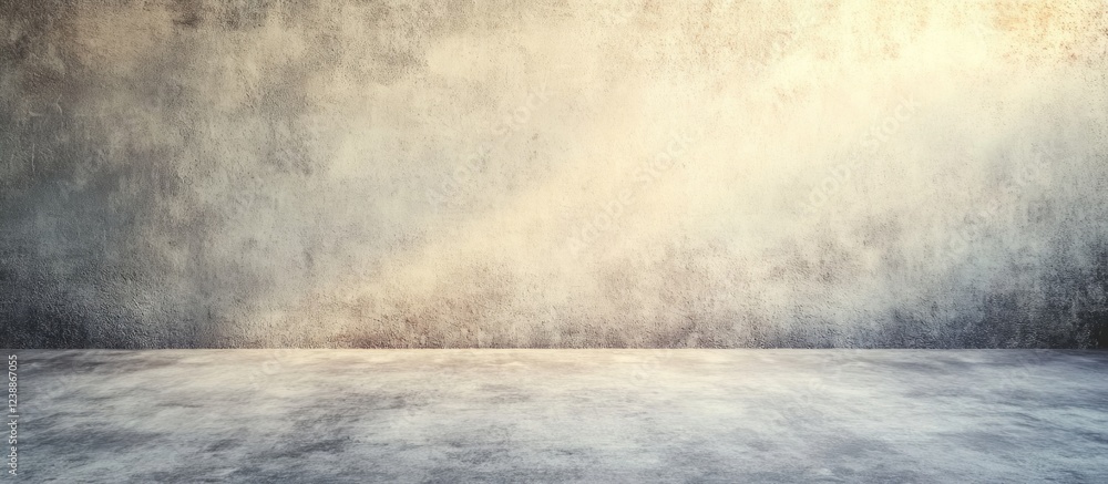 Poster textured concrete wall with gradient color tones and empty floor space for copy space in a studio or