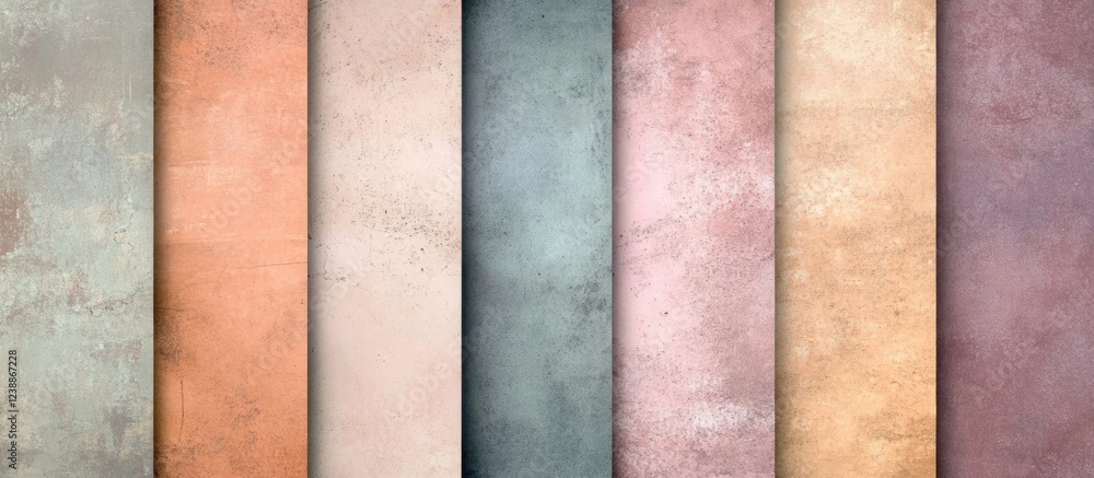 Poster textured color backgrounds in soft pastel shades with grunge finish and subtle variations arranged i