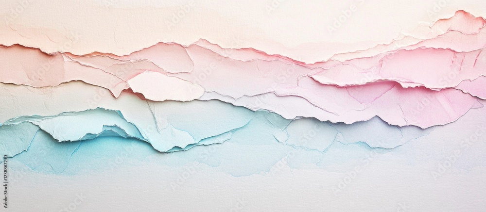 Poster pastel colored torn paper texture with layered design and subtle gradient on white background copy s