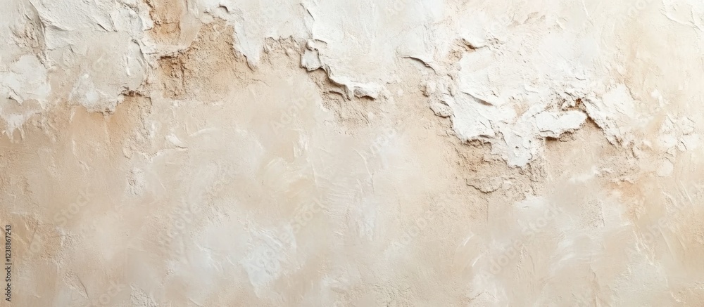 Poster textured plaster wall background in beige and white tones with uneven surface and copy space for des