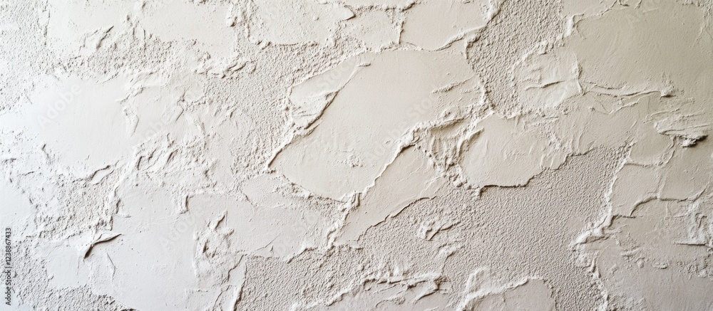Poster textured wall surface with uneven white plaster in horizontal orientation suitable for background or