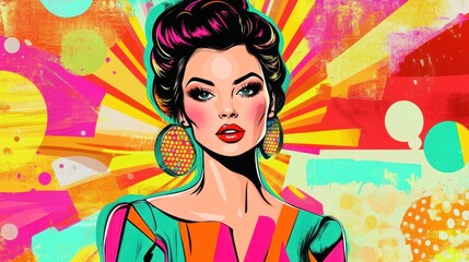 Vibrant Pop Art Woman: A Colorful Explosion of Style and Glamour