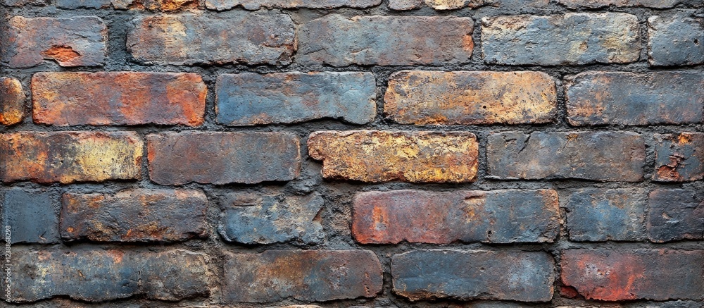 Poster old weathered brick wall with varying colors and textures suitable for background or surface design 
