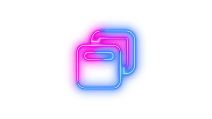 Neon window restore icon blue pink color glowing with transparent background