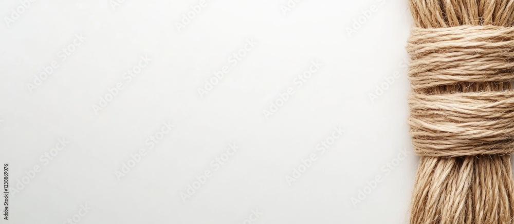 Poster natural twine rope bundle on light background with ample copy space for text or branding