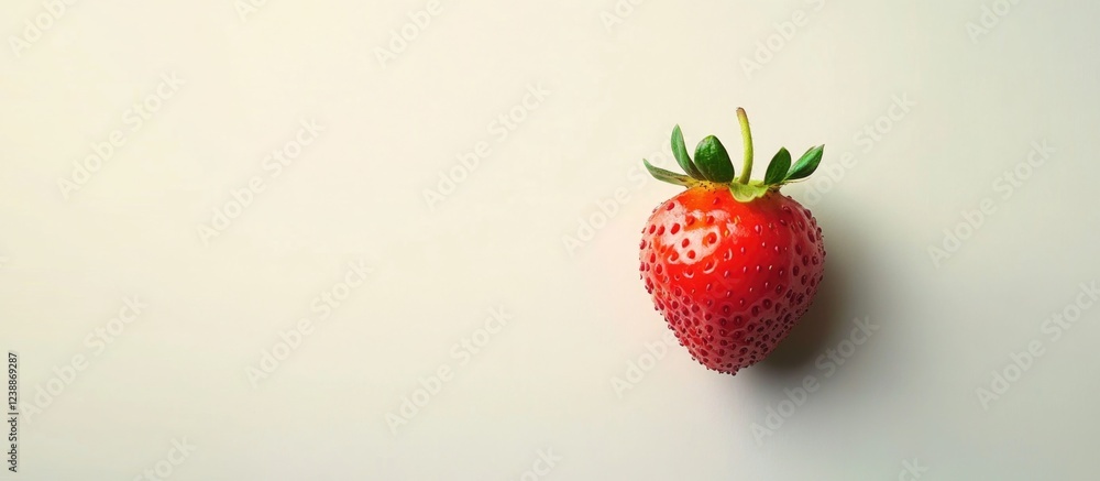 Poster fresh ripe strawberry on a light background with copy space for text or design elements.